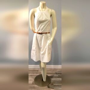 London Time White Eyelet Halter Neck Mini Dress 2 Packet In Front Size 12